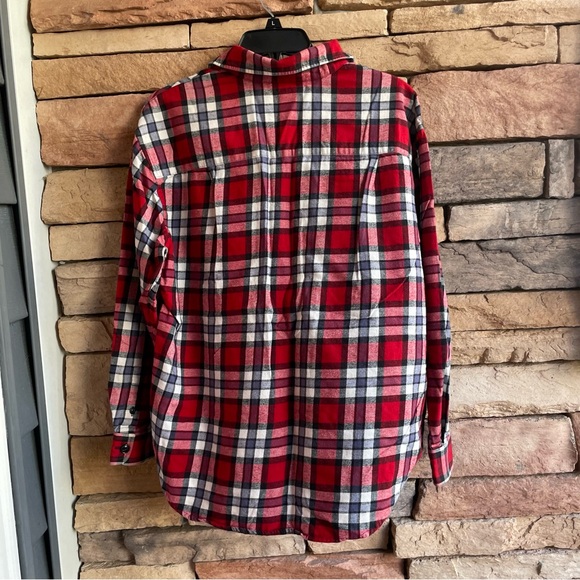 Jones New York Sport Red White Plaid Button Shirt Women Medium EUC - Picture 7 of 11